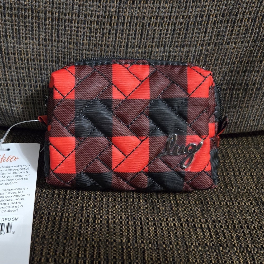 NWT Lug Choo Choo Mini Pill Box in Buffalo Check Red